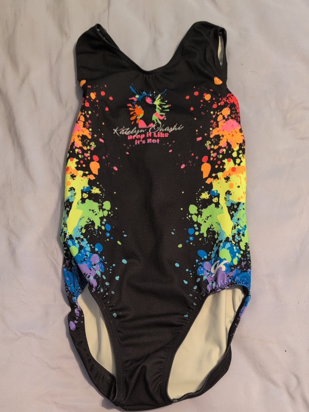 Katelyn Ohashi Black Rainbow Splash One-Piece Swimsuit